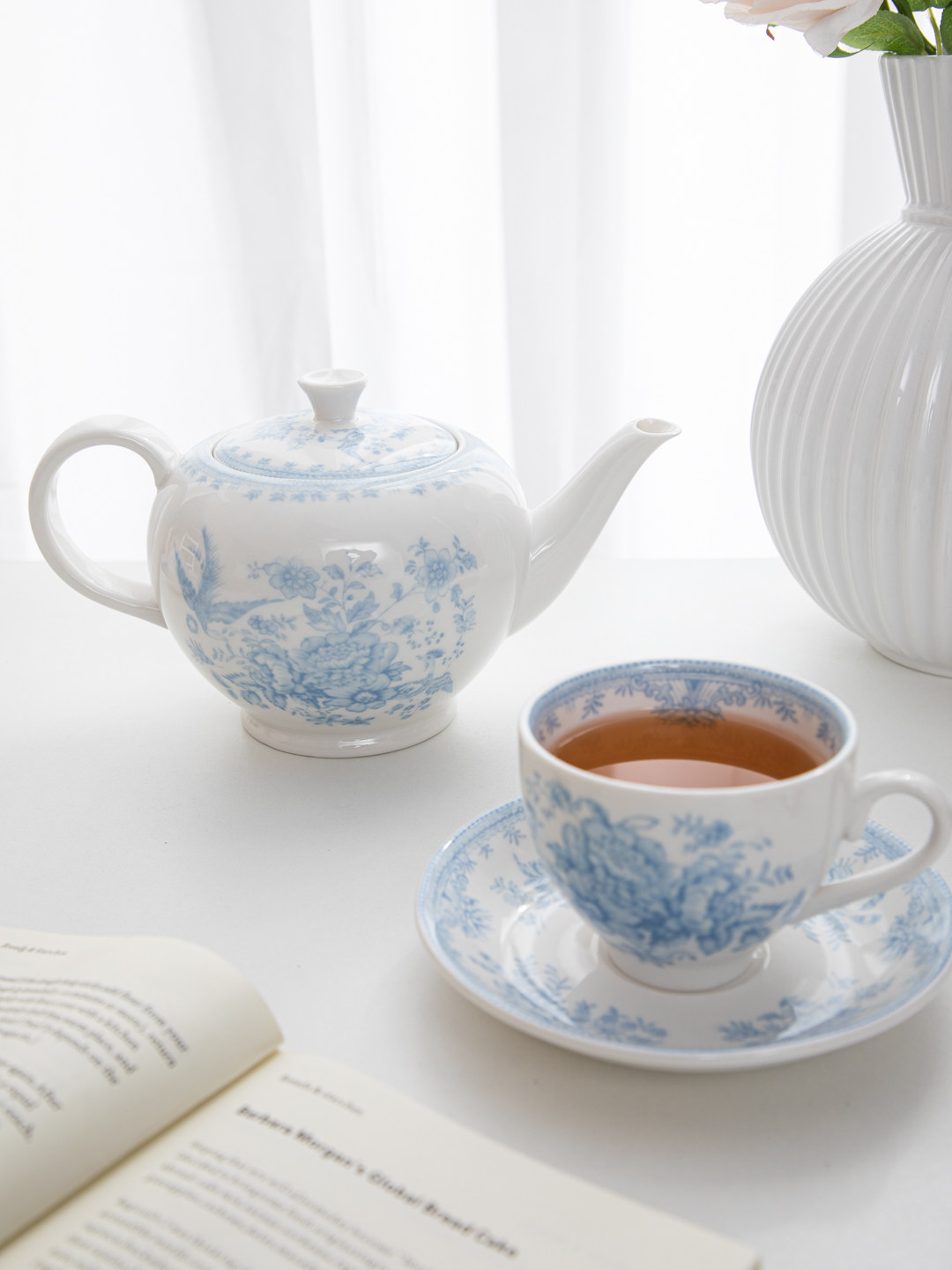 Espresso Cup Saucer - Ev, retro mavi şakayık desenli ikindi