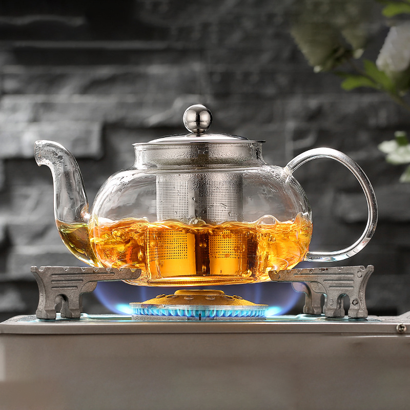 Coffee Tea Flower - 600/800ml isıya dayanıklı cam çaydanlık çiçek