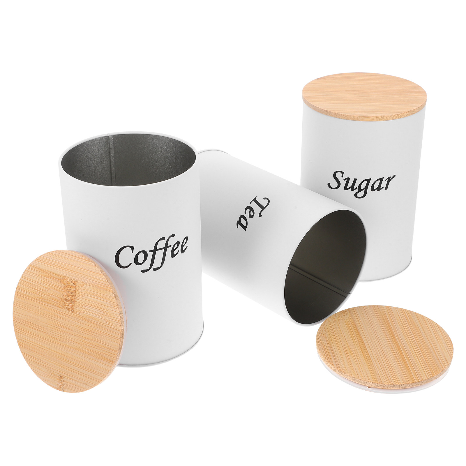 Coffee Tea And Sugar Canisters - 3 adet hava geçirmez yuvarlak kutular