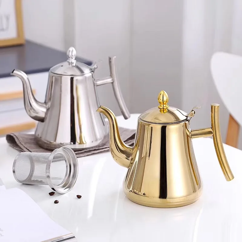 Coffee Tea Flower - 1.0L/1.5L/2.0L Çaydanlık Paslanmaz Çelik Çaydanlık, Gevşek
