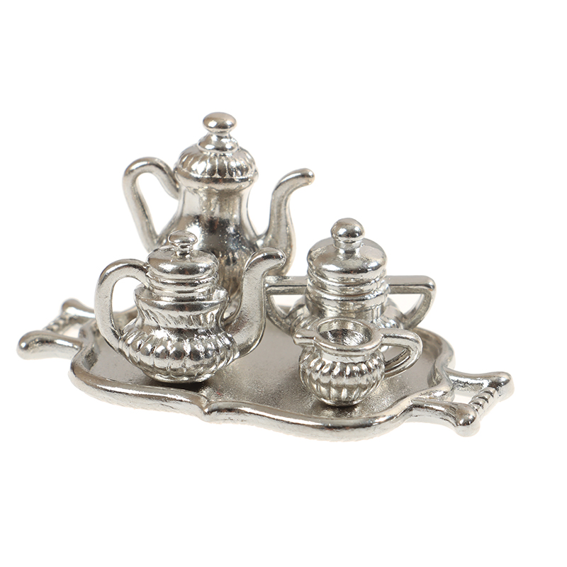 Young Tea Coffee - Dollhouse minyatür gümüş Metal çay kahve