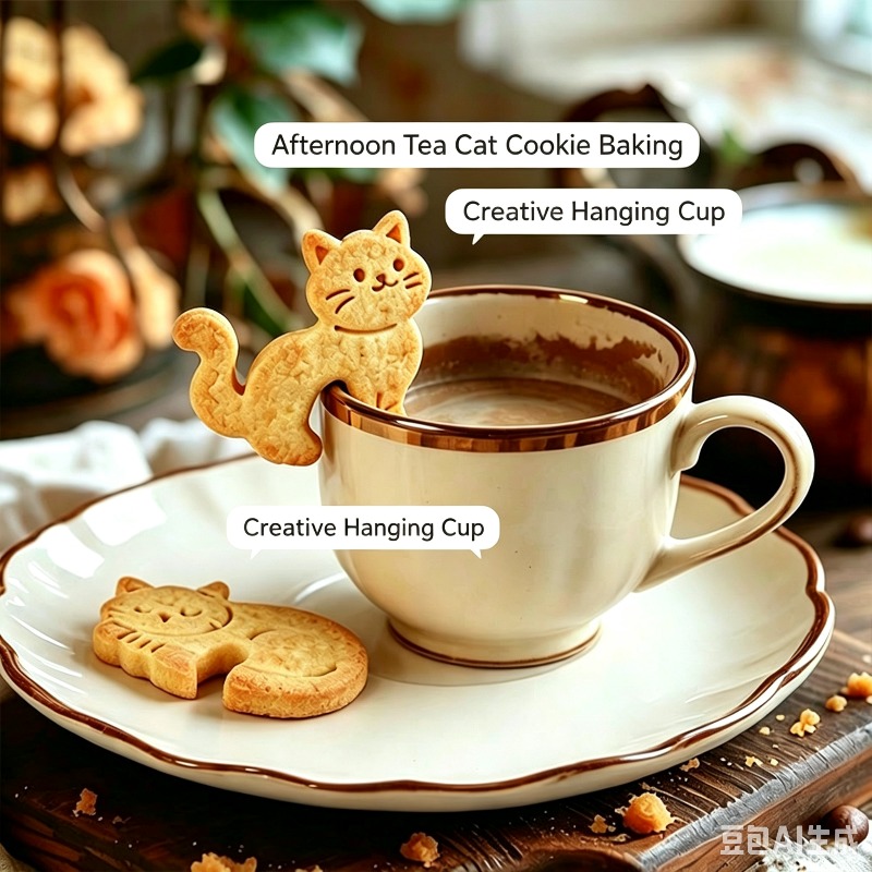 Coffee Tea Mugs - Karikatür Asılı Bardak Kedi Kurabiye Kalıbı,