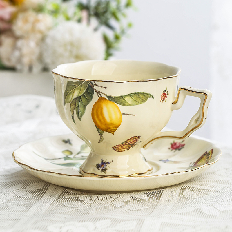 Espresso Cup Saucer - Vintage Limon Çaydanlık Kahve Fincanı ve