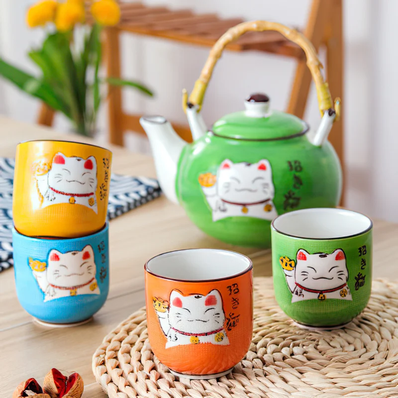 Coffee Tea Japan - Japonya Yaratıcı Çok Renkli Karikatür Şanslı