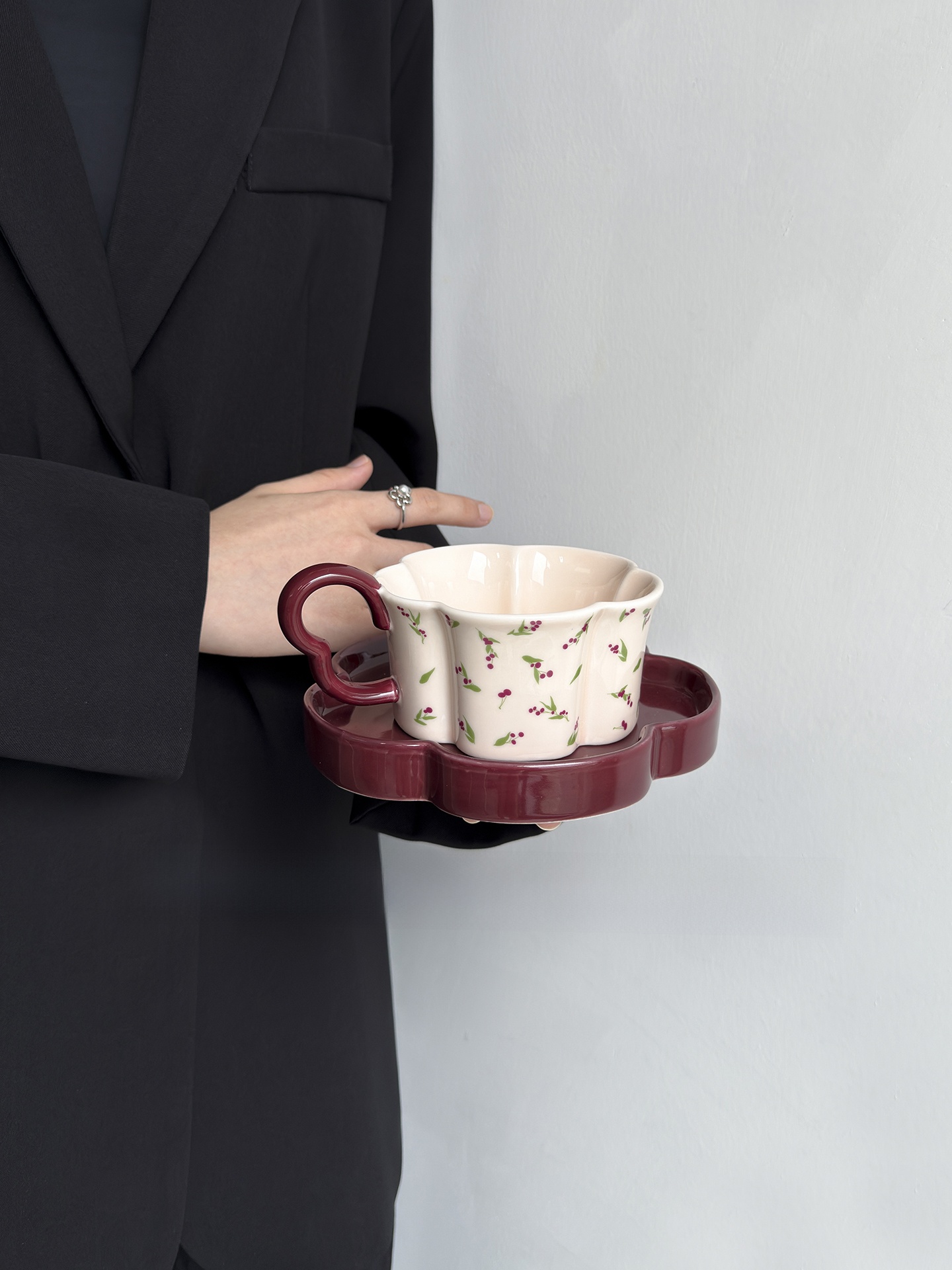 Retro Kiraz Desenli Seramik Ka - Young Tea Coffee incelemesi ve fiyatı