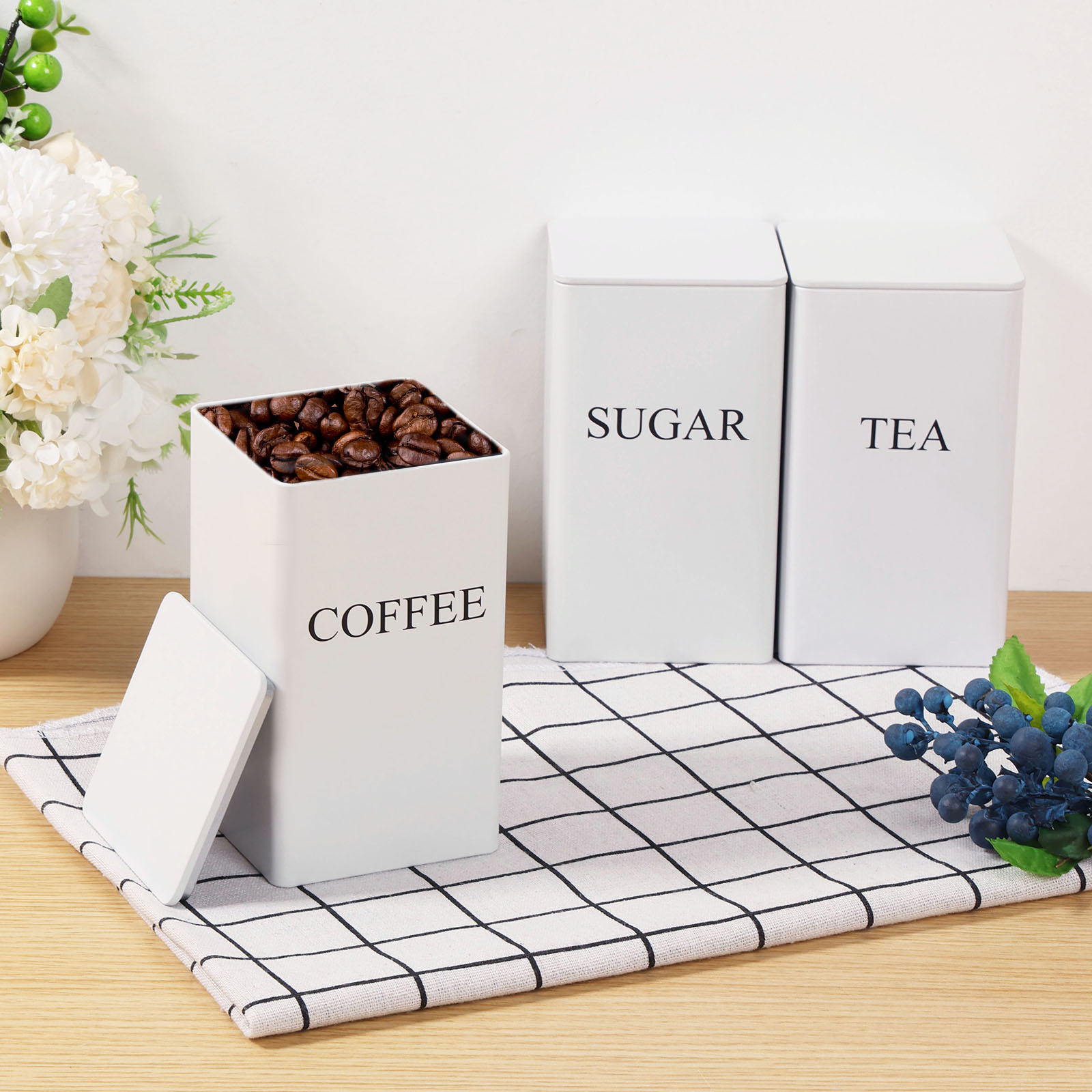 3 adet kahve çekirdeği saklama - Coffee Tea And Sugar Canisters incelemesi ve fiyatı
