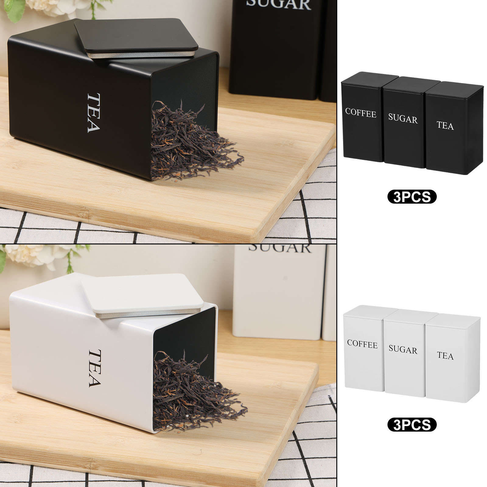 3 adet kahve çekirdeği saklama - Coffee Tea And Sugar Canisters incelemesi ve fiyatı