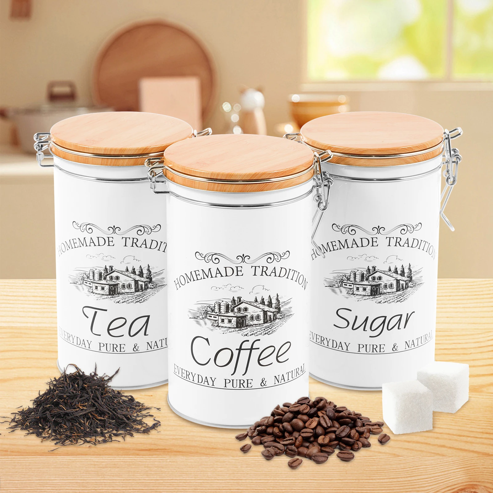 3 adet/takım çay kahve şeker k - Coffee Tea And Sugar Canisters incelemesi ve fiyatı