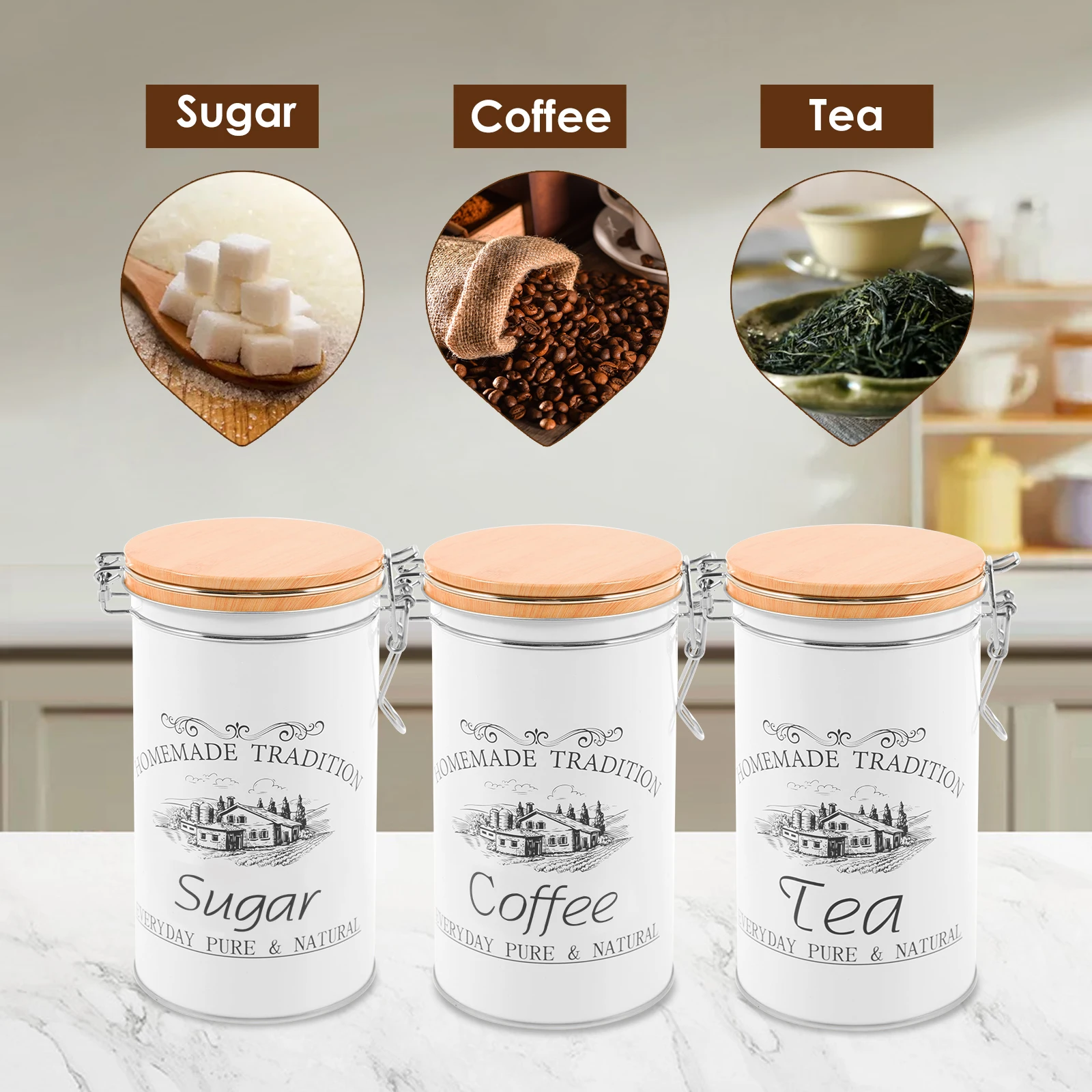 3 adet/takım çay kahve şeker k - Coffee Tea And Sugar Canisters incelemesi ve fiyatı