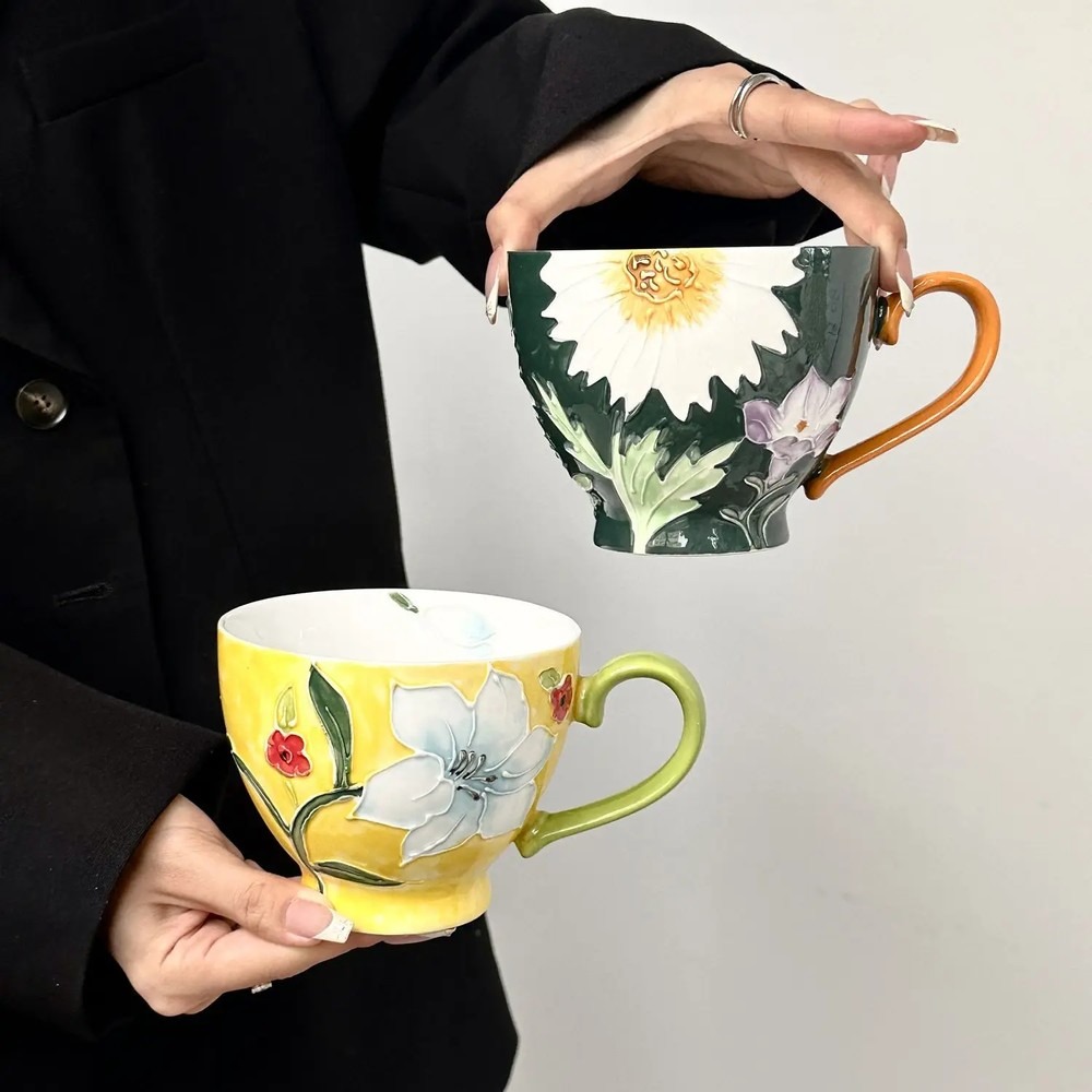 El Boyaması Kabartma Çiçekli S - Coffee Tea Flower incelemesi ve fiyatı